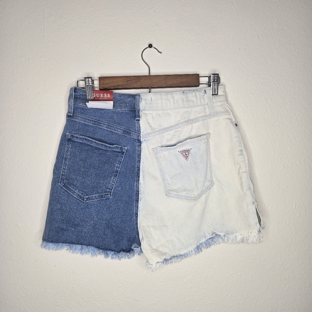 Guess High Rise Two Tone Shorts - Picture 2 of 5